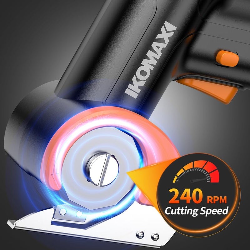 komax Cordless Electric Scissors,4V Cardboard Cutter with 3 Blades,Rechargeable 2000mAh Battery,Storage Box,Fabric Scissors Electric Box Cutter for Cardboard,Leather,Carpet,Fabric,Plastic - Black - Image 3